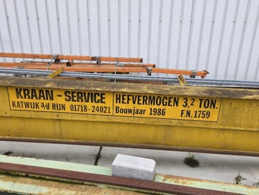 Bovenloopkraan 3,2 Ton – Compleet met 2× ca. 34m Railbanen en Kraanboek