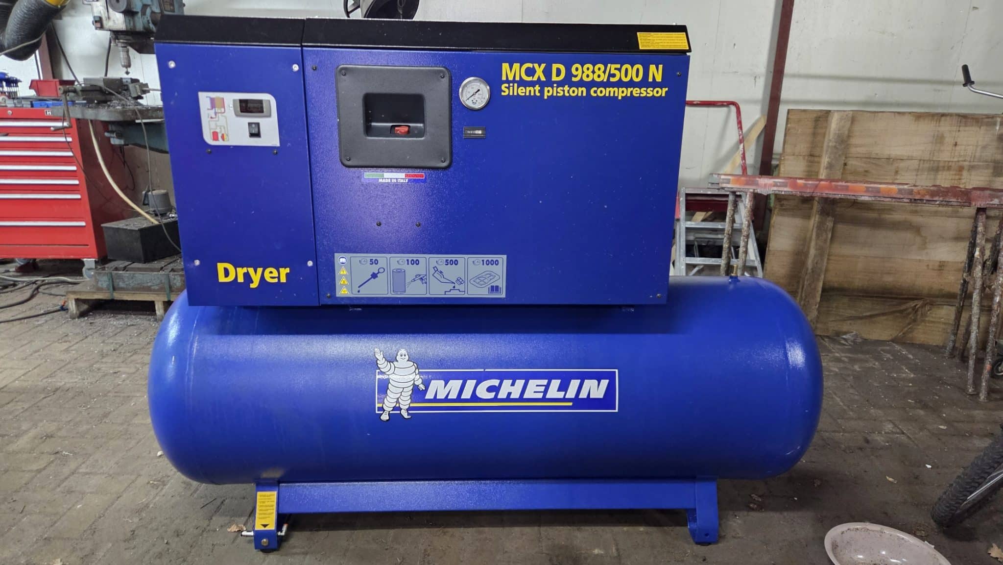 Michelin MCXD 988/500 N Geluidgedempte Compressor 10 PK – 500 Liter – Met Koeldroger
